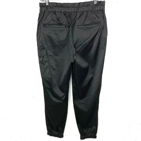 J Brand Piper Jogger Pant Black Cotton Blend Elasticized Paper Bag Waist Size 30 - Picture 4 of 13